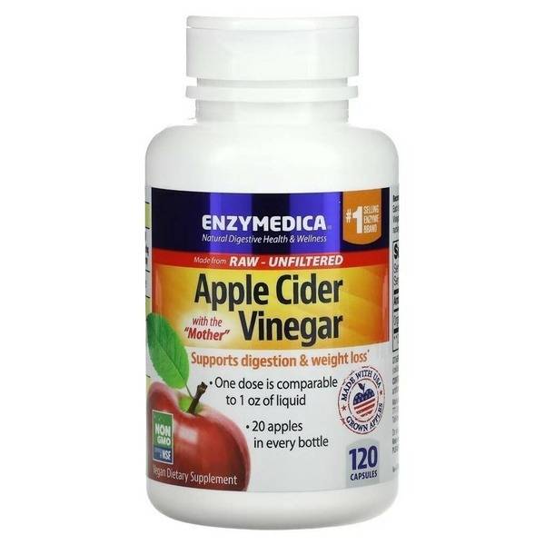Enzymedica Apple Cider Vinegar Capsules with Mother, 120 Count