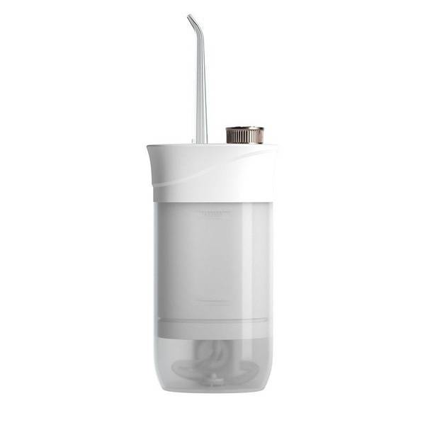Portable Oral Irrigator, Viru, Battery-Powered, Compact, Travel Device, 4 Nozzles, White