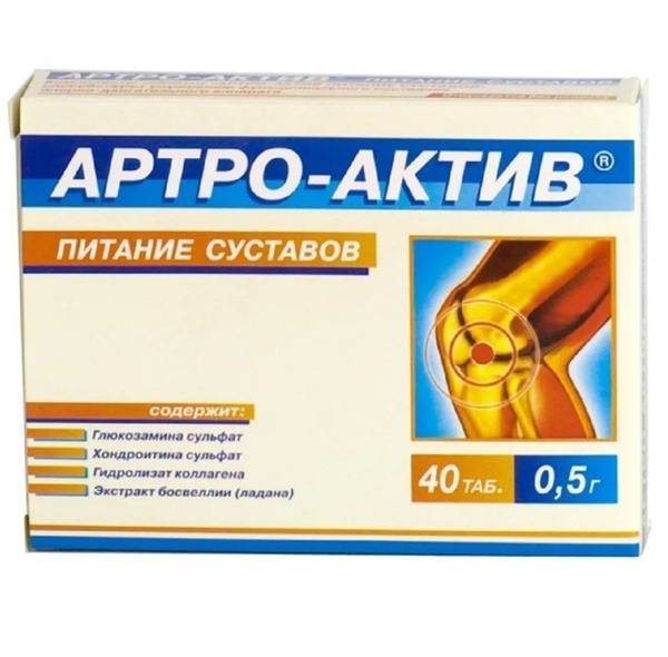 Artro-Aktiv Dietary Supplement for Cartilage Tissue, 40 Tablets x 0.5 g