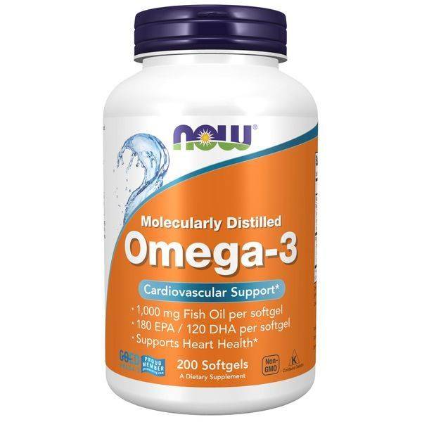 NOW Foods Omega-3 180 EPA/120 DHA Capsules, 200 Count (1400 mg Each)