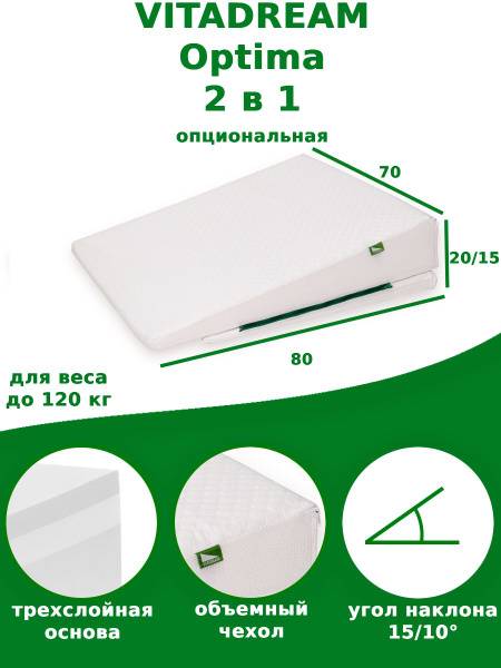 VITADREAM Optima Wedge Pillow 80/70/20/15 cm