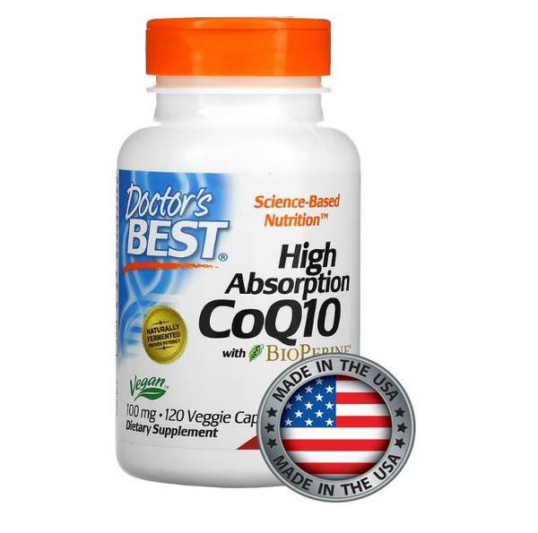 Doctor's Best High Absorption Coenzyme Q10, 100 mg, 120 Vegan Capsules