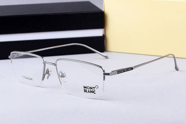 Montblanc Titanium Semi-Rimless Eyeglass Frame - Square, 54mm