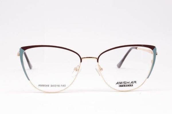 Cat Eye Metal Eyeglass Frame Turquoise/Brown