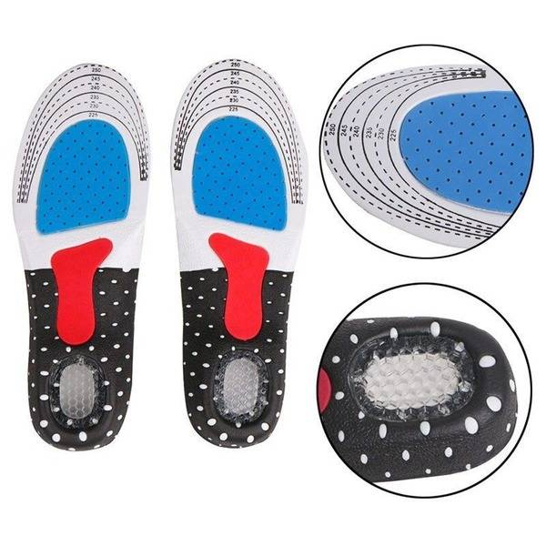 Sports Insoles Orthopedic Anatomical Perforated Unisex with Silicone Shock Absorber, Sizes 35-41, 1 Pair