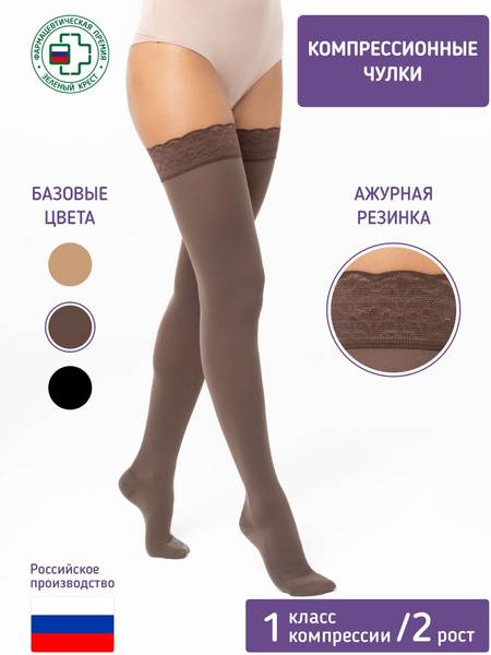 Intex Premium Compression Stockings, Class 1, Chocolate, 1 Pair