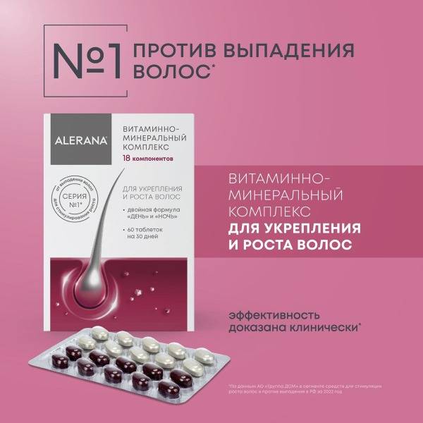 Alerana Hair Growth Support Supplement, 60 Coated Tablets 60 Count