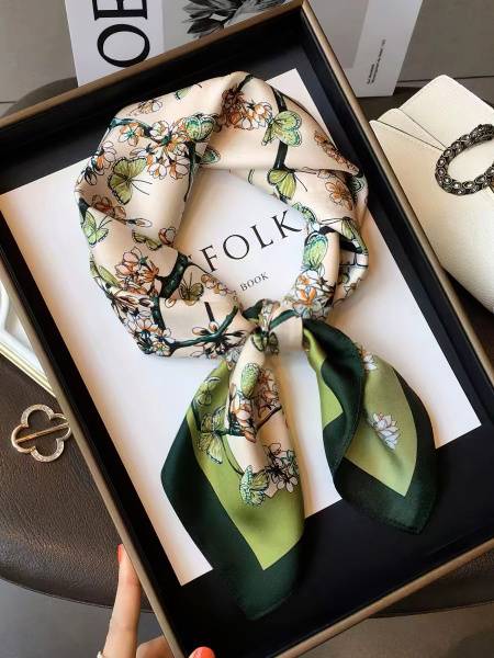 SkD Square Scarf 60x60 cm — Artificial Silk, Polyester, All-Seasons Women's Accessory