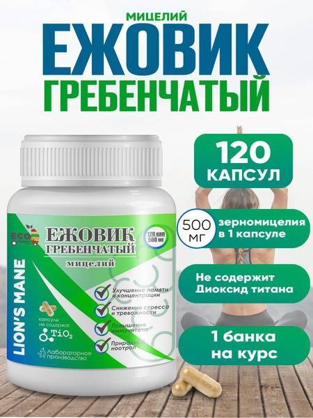 Eco Energy food Hericium Mycelium 500 mg 120 Capsules