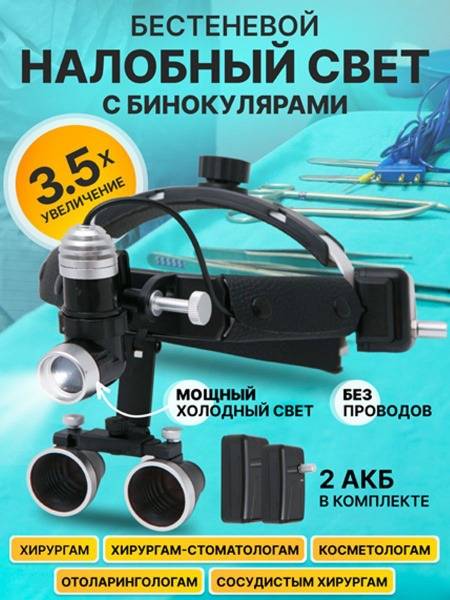 OEM Shadowless Headlamp with 3.5x Binoculars and 2 Batteries