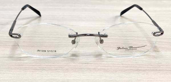 Julian Beaumont Rimless Eyeglass Frame Model 1009, Silver, Women's