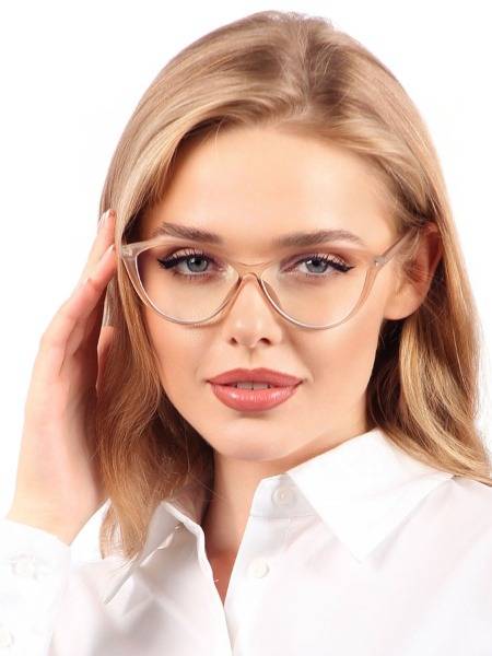 Computer Glasses Cat Eye Beige Matte with UV Filter