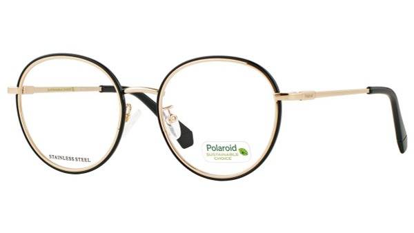 Polaroid D438 2M2 Women's Round Full Rim Eyeglass Frame - Gold/Black