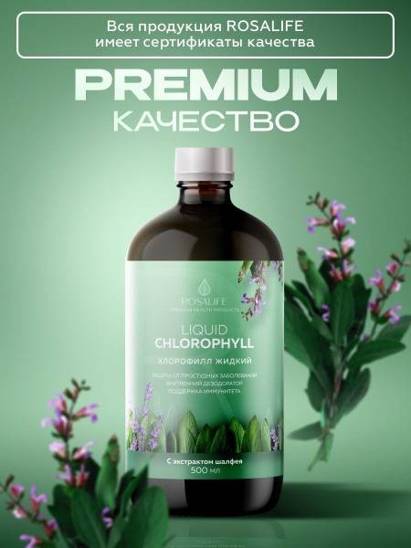 Chlorophyll Liquid Food Supplement, ROSA LIFE Bio Chlorophyll 500 ml, Detox, Immune Support, Digestive Health