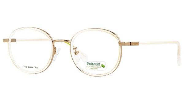 Polaroid D475/G Unisex Eyeglass Frames - Gold Metal with Transparent Windsor Rims