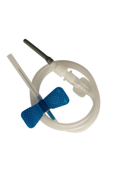 10 pcs 23Gx3/4, 0.6x19mm Butterfly Needle, Blue, 19cm Catheter, with Luer Adapter