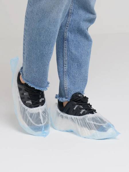 Medium-Density Disposable Medical Overshoes with Double Bottom, 100 Pairs