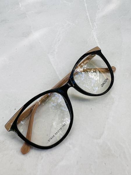 Nikitana Eyeglass Frame Round Black Beige Metal Plastic Women