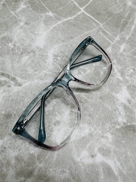 Nikitana Women's Square Eyeglass Frame Blue Transparent