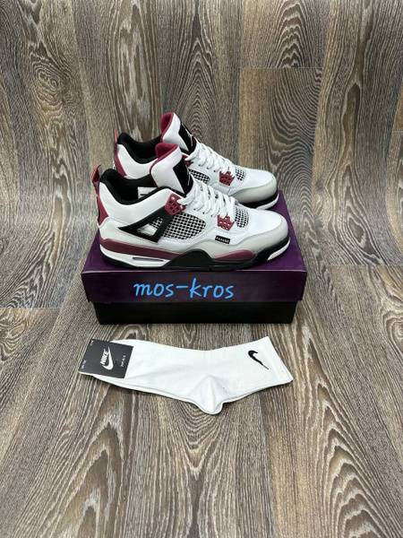 Nike Air Jordan 4 Retro White/Burgundy Basketball Shoes – Retro-Style Footwear with Orthopedic Support