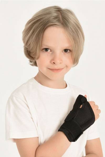 ortoX Pediatric Wrist and Thumb Orthosis, Universal Size, Black