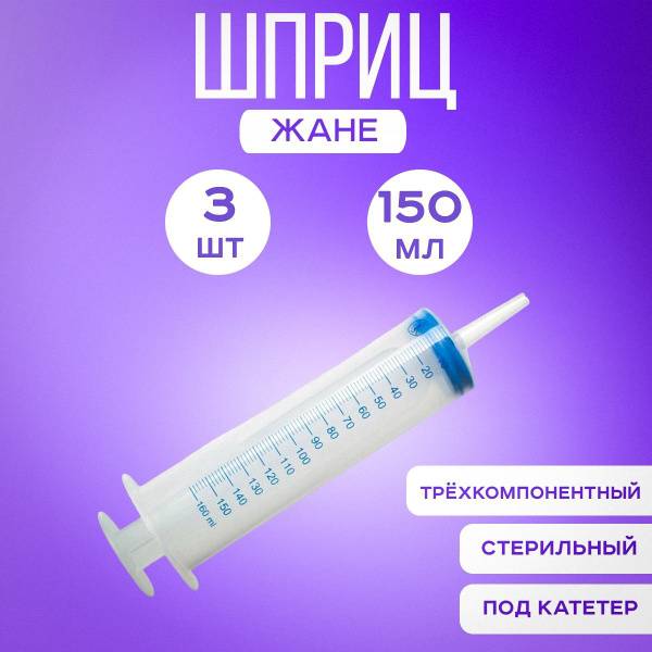 wikiVET Three-Component 150 mL Syringe for Irrigation and Lubrication, 3 Count