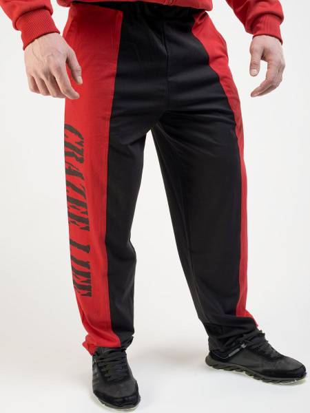 Crazee Life Men's Loose Fit Track Pants with Side Inserts, Red, Size L