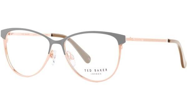 Ted Baker Female Cat Eye Eyeglass Frame - Light Gray, Gold