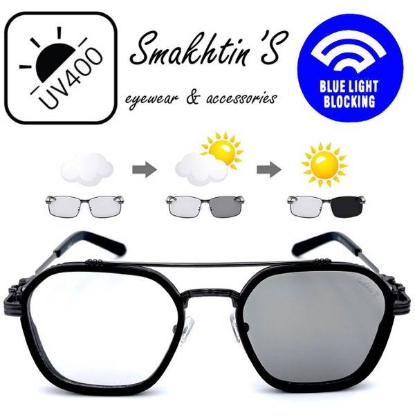 Smakhtin'S eyewear & accessories Computer Glasses Black Unisex Adult – Photochromic Blue Blocker UV Filter