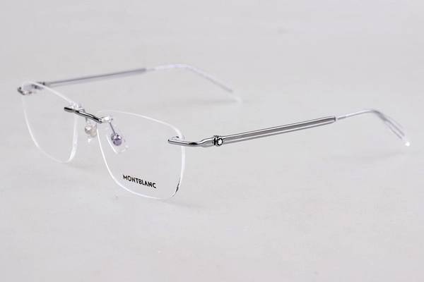 Montblanc MB0169O Rimless Eyeglass Frames for Men - Metallic Grey Square Design