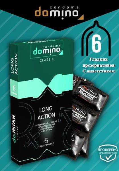 Domino Classic Long Action Condoms 6 Count