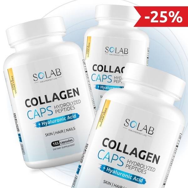 SOLAB Collagen with Vitamin C and Hyaluronic Acid Capsules 3-Pack