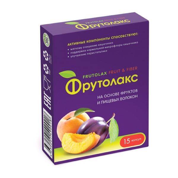 Frutolax Fruit & Fiber Capsules 0.35g, 15 pcs