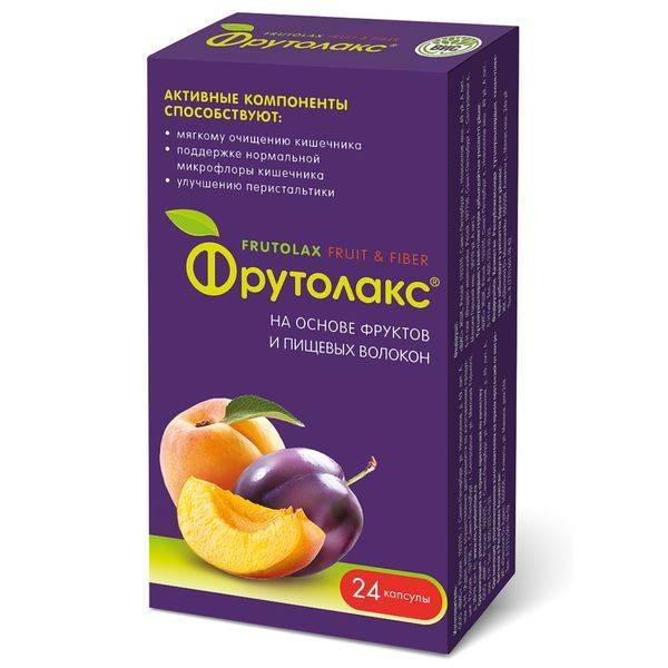 Frutolax Fruit & Fiber Capsules 0.35g, 24 pcs