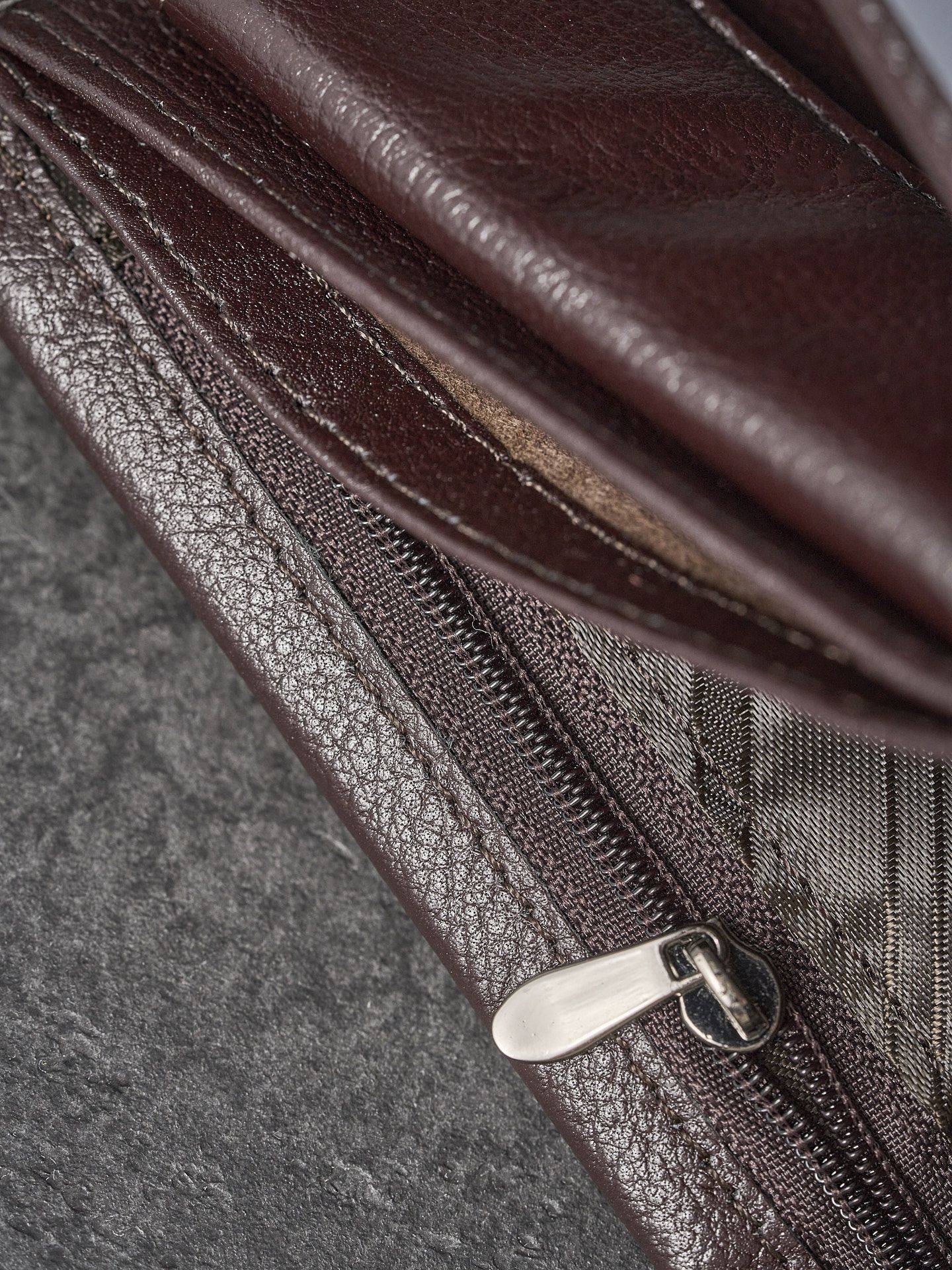 TECUM Men Natural Leather Wallet Brown 12.5 x 9.5 x 2.5 cm #15