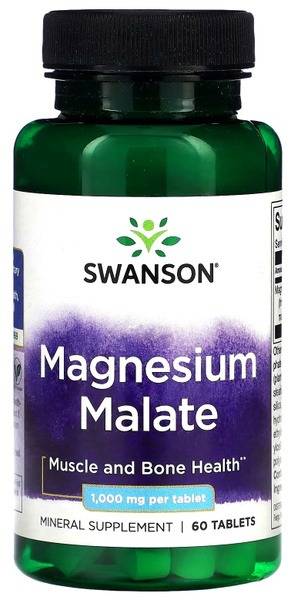 Swanson Magnesium Malate 1000mg (60 Tablets) - Enhanced Absorption