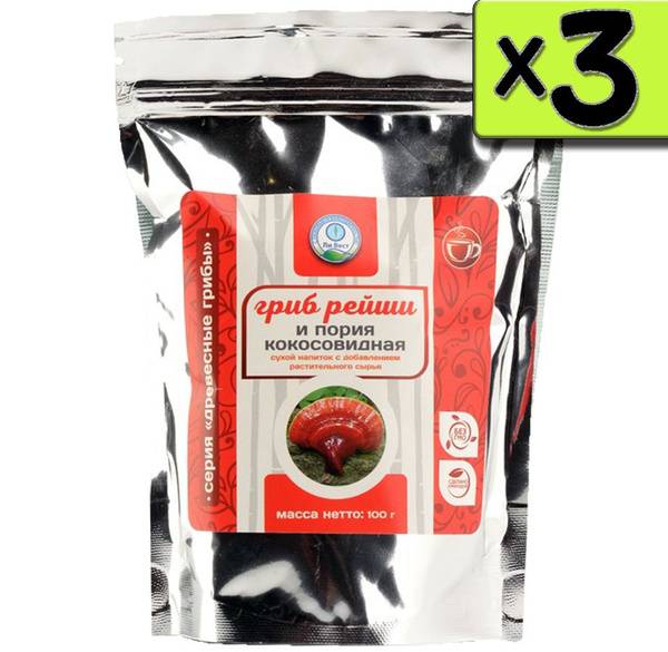 Li West Reishi with Coconut Oyster Mushroom Powder, 100 g, 3 Packets
