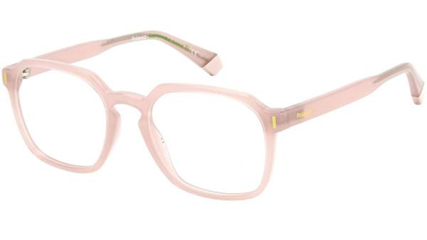 Polaroid D482 35J Eyeglass Frame - Light Pink Full-Rim Square, 140 mm Width