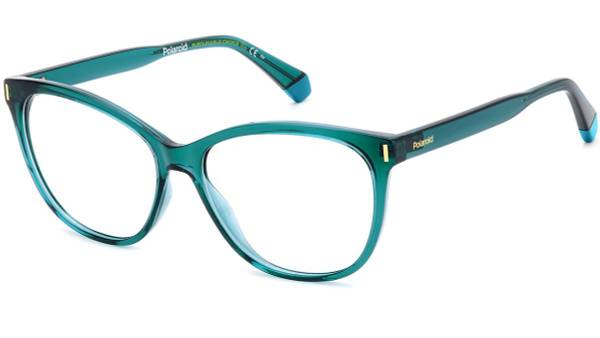 Polaroid D463 Eyeglass Frame in Dark Green, Transparent, Gold