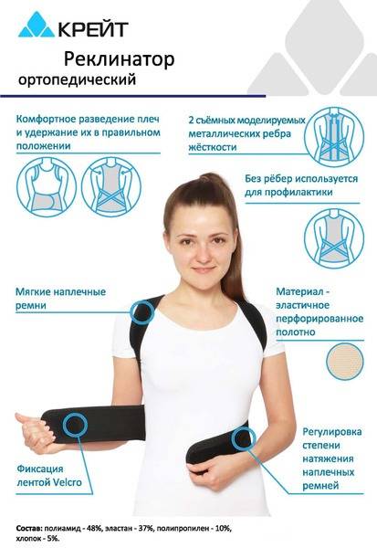 Kreit Posture Corrector with Removable Stiffeners, XL1 Size, Black