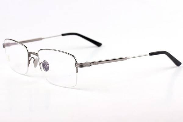 Cartier CT0348O Pure Titanium Semi-Rimless Eyeglass Frame, Grey Metallic, 55mm