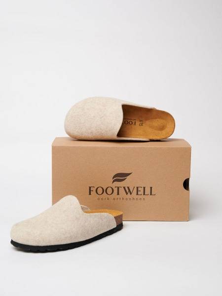 FOOTWELL Orthopedic Clogs Women's Cream Felt 38 EU