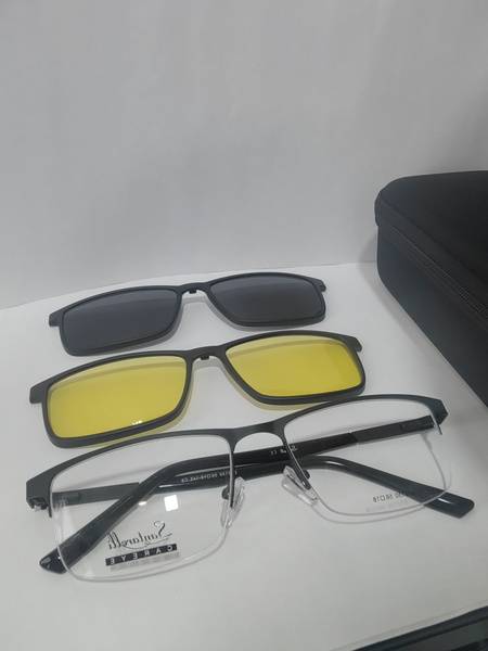Santarelli Semi-Rimless Eyeglass Frame with Polarized Attachments