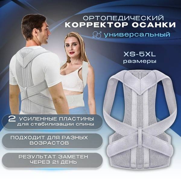 BelFam Posture Corrector S Grey Mesh Orthopedic Thoracolumbar Brace with Dual Rigid Plates