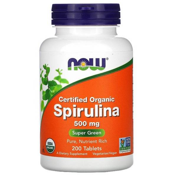 NOW Spirulina 500mg (200 Tablets): Liver, Gut, Skin & Hair Support