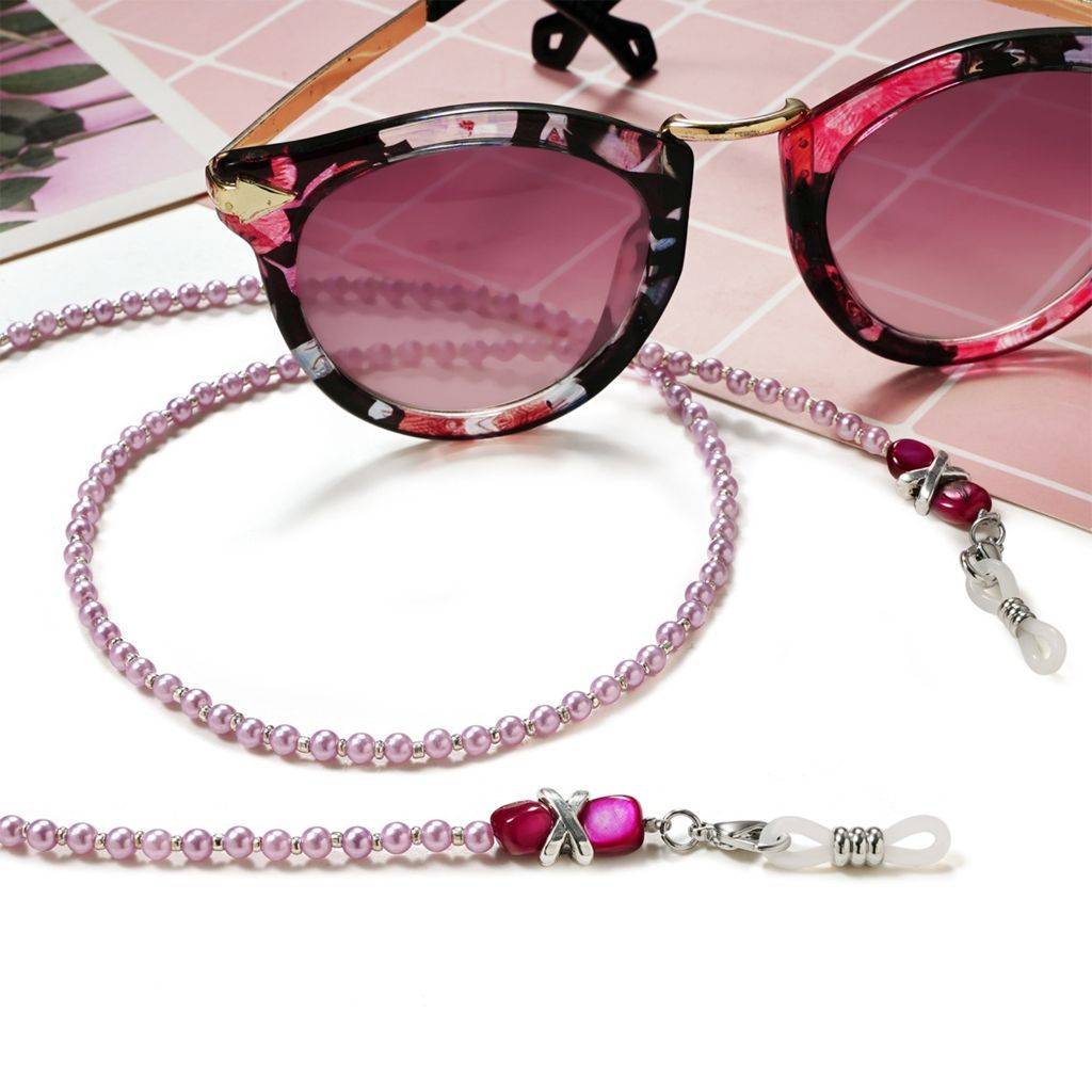 Beaded Eyeglass Chain with Adjustable Strap for Women - White #6
