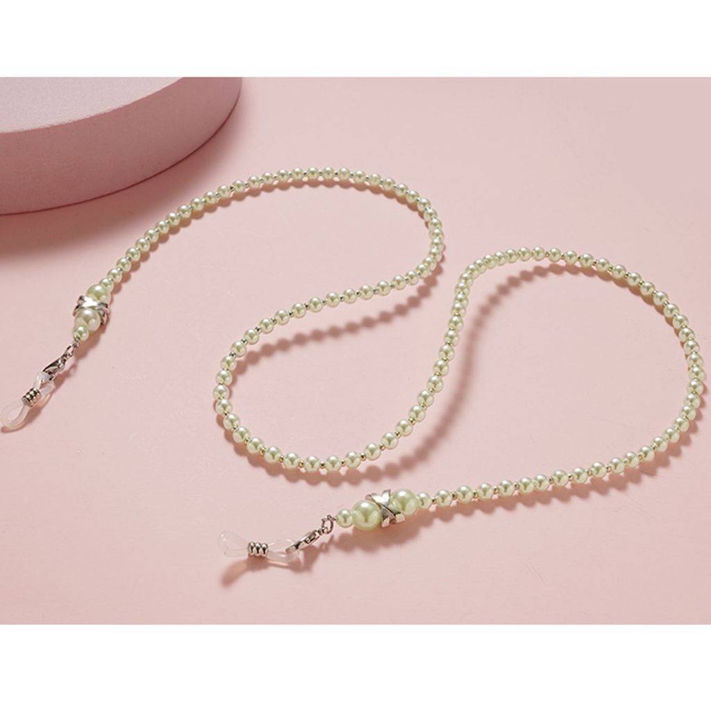 Beaded Eyeglass Chain with Adjustable Strap for Women - White #10
