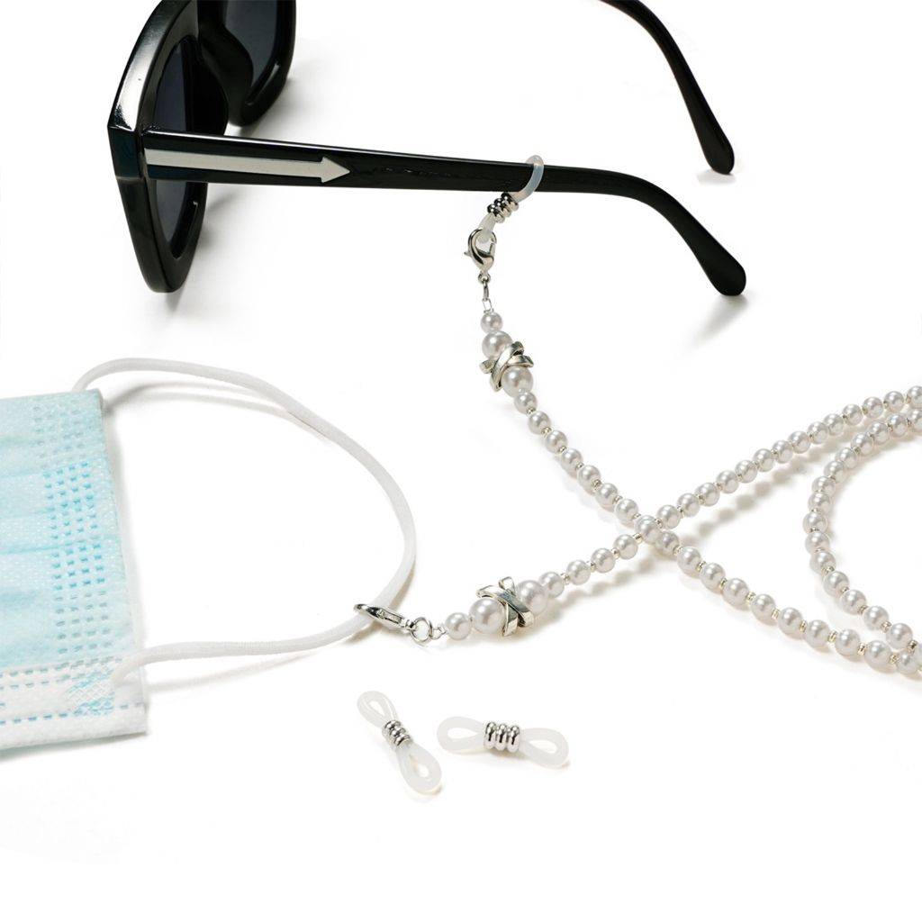 Beaded Eyeglass Chain with Adjustable Strap for Women - White #7