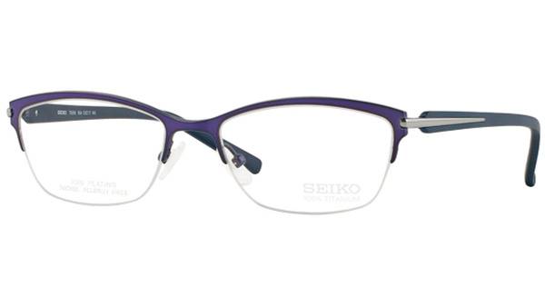 Seiko T6506 80A Titanium Eyeglass Frame Cat Eye Lilac Silver 53mm