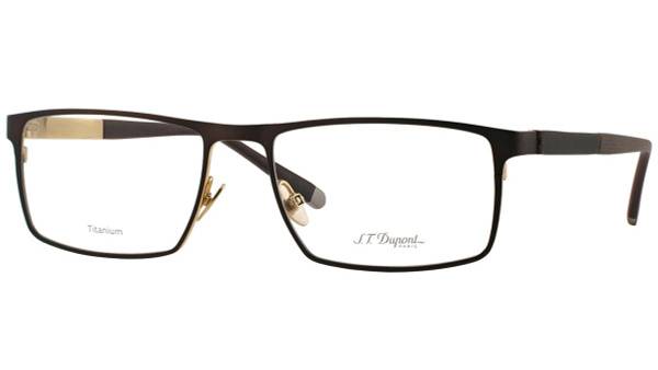S.T. Dupont G206 C3 Titanium Eyeglass Frame, Dark Brown/Gold